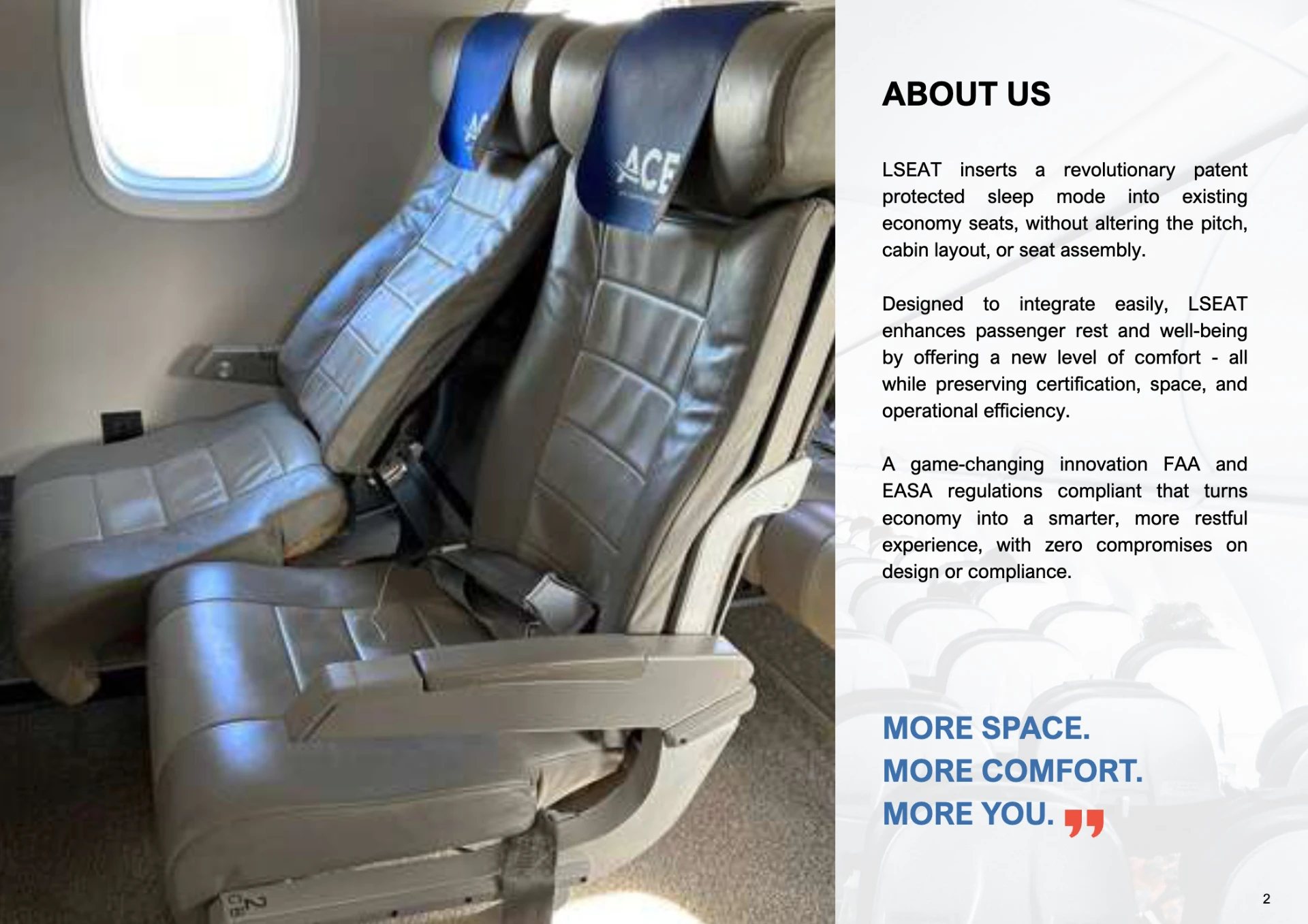 Passenger reclined in an Economy seat equipped with LSEAT — 3/7